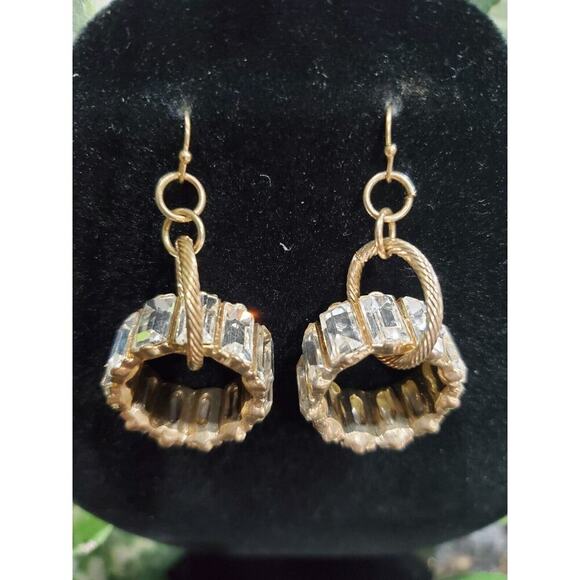 Traci Lynn Women's Gold Hoop with Crystal Rhinestone Earrings Set - Picture 6 of 7